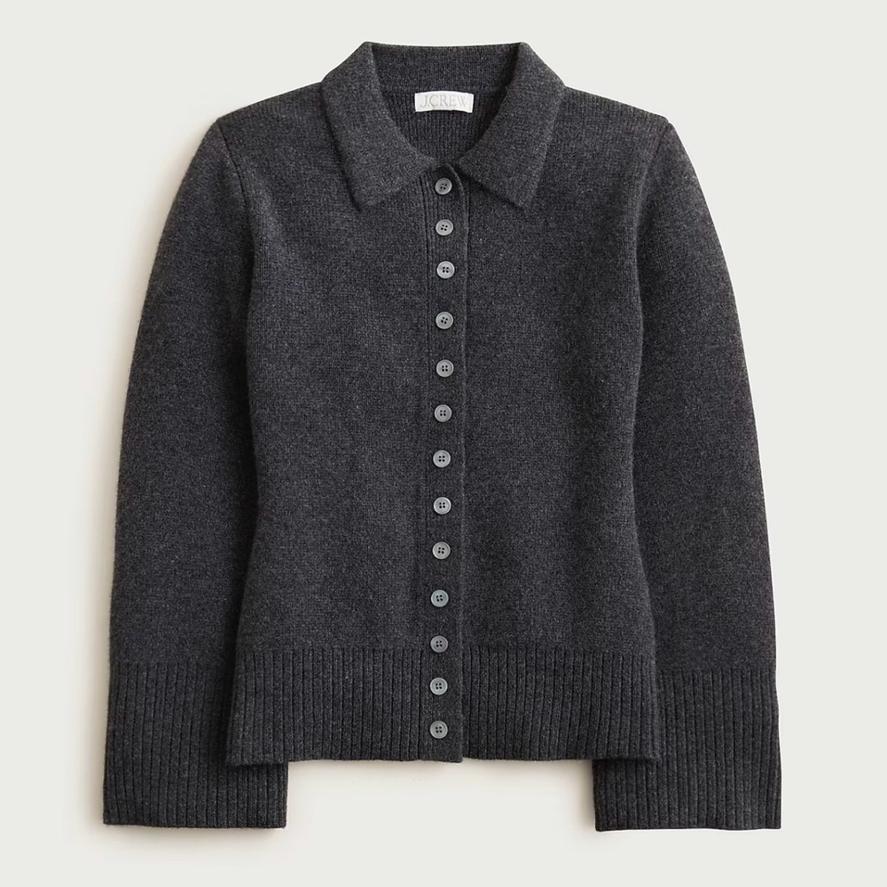 Jcrew Milano Cinched-Waist Cardigan, Charcoal Szsmall